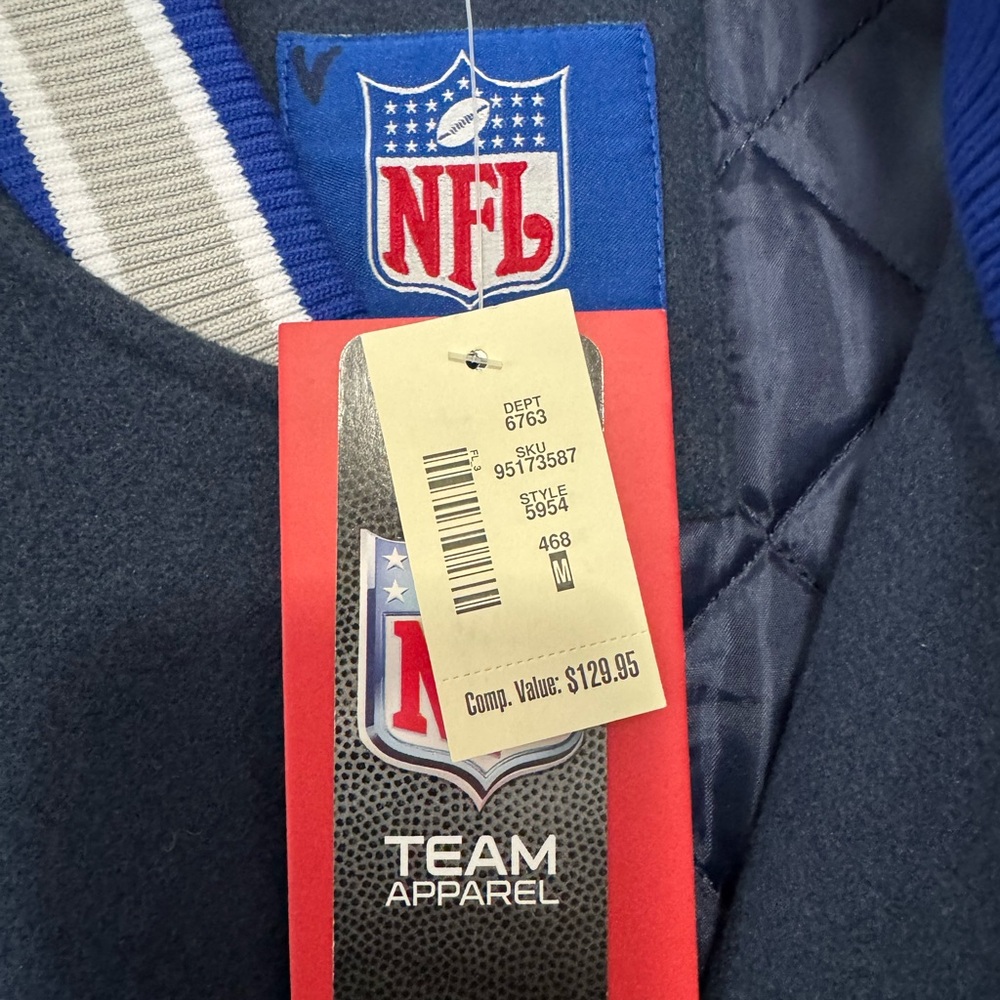 NFL Dallas Cowboys Navy and White Varsity Jacket - Picture 6 of 6